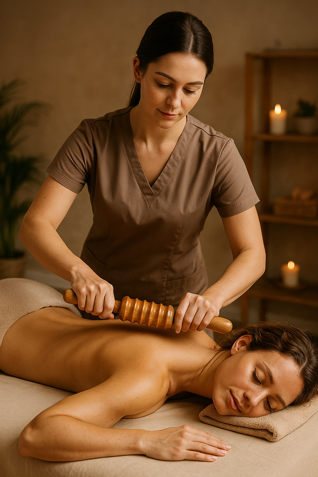 Wooden massage tools used for Maderoterapia contouring treatment